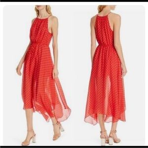 Joie Matalina Silk Halter Dress Tropic Red Drawstring Maxi size med WORN TWICE